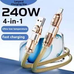 4 in 1 USB Type-C 240W Fast Charge Cable Type-C to Lightning Mobile Phone Lanyard PD27w Charging