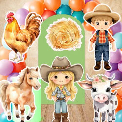 Kt Board Watercolor Farm Animal Cutouts Props Cow Chicken Cardboard Birthday Party Decor Backdrop