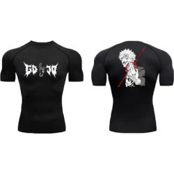 Men's Compression Shirt Anime Print Gym Sport Quick Dry Gym TShirts Fitness Athletic Undershirts