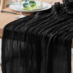 TEMU 1pc Wrinkle Fabric Table Runner, 100% Polyester Multifunctional Suitable For Weddings, Bridal Showers, Housewarming Parties, Home Decor, Outdoor Gatherings - Compatible With Holidays