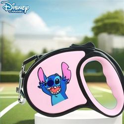 TEMU 1pc Stitch Adjustable Retractable Dog Leash - 10ft Auto-adjusting Leash With Stitch Cartoon Design, Durable Pet Training & Outdoor Walking Gear For Small To Medium Dogs, Sturdy Clasp Attachment