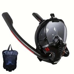 TEMU 180-degree Dual Snorkel Mask - , Leakproof, Design And New Exhaust Valve Swimming Goggles For Adults