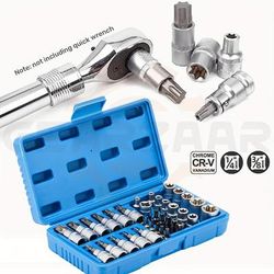 TEMU 34pcs Torx Bit Socket Set, Socket Set, Including 12pcs E4-e20 Nuts, 11pcs T10-t60, 10pcs T10-t55 Torx Bits And 1pc Adapter