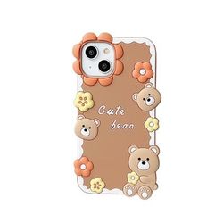 TEMU New 16 14 Silicone 15 13 Pro Max Cute Flower Bear - Soft Mobile Phone Case 12 Super Sparkle Flower Bear New Female Cute Mobile Phone Protective Case