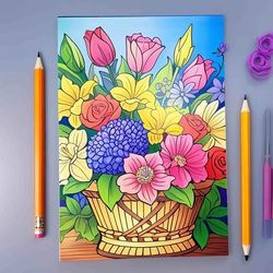 TEMU Adult Floral Coloring Book, Soft Cover, Mixed Colors, Relaxation And Relax Coloring Book, Ideal Gift For Birthdays, Easter, Thanksgiving, Christmas, Parties