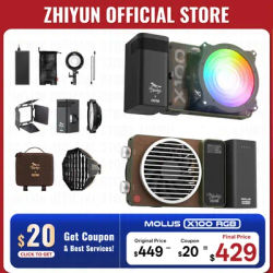 ZHIYUN Official Molus X100 RGB LED Light APP Control 2550mAh Battery Portable Photography Lighting for Studio Vlog Live Stream