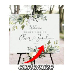 Modèle de signe de bienvenue de mariage vert personnalisé | Design élégant de feuilles d'eucalyptus | Téléchargement instantané imprimable | Personnalisé pour Outd