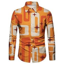 Retrò Vintage Anni '70 Camicia Disco Geometrico Psichedelico Costume Per uomo Halloween Carnevale Festival Musicale Parata dell'Orgoglio Adulti Camicia