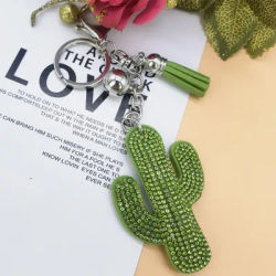 UNISEX Cactus Keychain Pendant Solid Color Simple Cute Girls Plant Fringe Bag Accessories Funny Fashion Keychain Pendant Kawaii