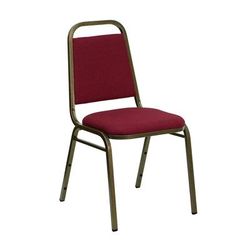 MoTak M200 Stackable Banquet Chair - Gold Steel Frame w/ Burgundy Fabric Back & Seat