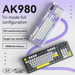 AJAZZ AK980 Gift switch three-mode Bluetooth+2.4G mechanical keyboard 8000mAh with small color screen and volume knob