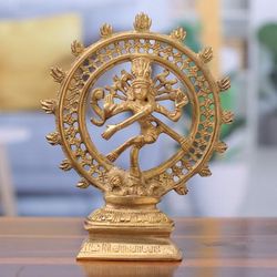 Divine Nataraja,'Handcrafted Hindu Nataraja State Brass Sculpture from India'