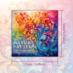 "TEMU Nature Pattern Adult Coloring Book - 8.3x8.3", 32 High-quality Pages, Stress And Relaxation For Teens And Adults, Professional Coloring Paper To Prevent Bleed Through."