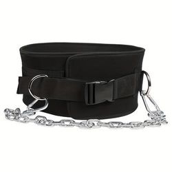 TEMU Adjustable D-ring Weightlifting Waist Belt - Black Pa Material, Support For Squats, Deadlifts & Strength Training, Durable & With Closure, Weightlifting Accessorie
