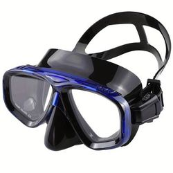 TEMU Silicone Snorkel Mask Tempered Glass Lens Adjustable Strap Swimming Goggles Skirt Training With Nose Cover