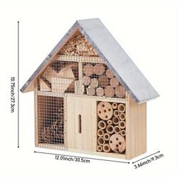 TEMU 1pc Premium Wooden Insect House - Bee, Ladybug Habitat - Outdoor And Yard Habitat