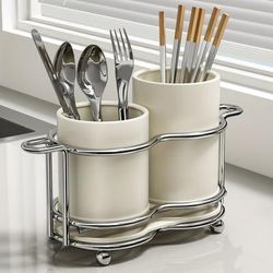 TEMU 1pc Utensil Holder - Multipurpose Kitchen Organizer Caddy For Chopsticks, Spoons, Forks, Knives -cutlery Storage For Kitchen, Rv And Commercial Use