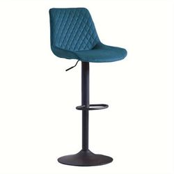 TEMU Height Adjustable Bar Stools Set Of 1 Velvet Exterior Breakfast Barstools With Black Paint Steel Gas Lift And Footrest For Home Kitchen, Pub, Island Counter