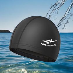 TEMU Unisex Swimming Cap For Men And Women, Adult Ear Protection, Suitable For Long Hair, Pu Coated High Elasticity Swim Cap, Qilang