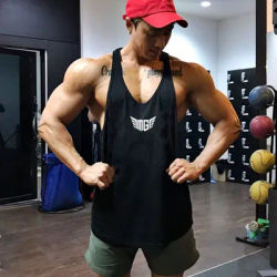 Mens Sleeveless Quick Dry Muscle Singlets Sport Y-back Shirts Gym Bodybuilding Fitness Tank Tops Summer Mesh Breathable Tops