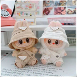 Une ou deux générations de labubu17cm LABUBUBU vêtements pour bébé jeu de marée mignon mode mignon amusant chapeau de pêcheur bretelles tendance sui