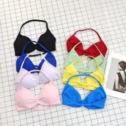 Dynamic Impact Fitness Bra Macron Color Strappy Halterneck Yoga Gym Removable Cups Women Workout Gym Top Halter Sport Bra