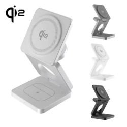 Chargeur sans fil 3 en 1 Qi2 15W pour iPhone 16 15 14 13 12, Station de charge rapide pour Apple Watch 9 8 7 6 5 pour support Airpods pro