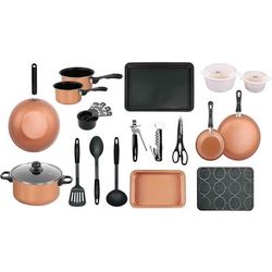 TEMU Copper 21pcs Kitchen Cookware Saucepan Utensil Pot Pan Bakeware