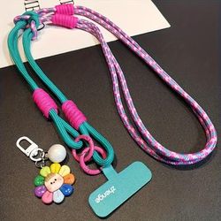 TEMU Crossbody Wrist And Neck Phone Lanyard, Multifunctional Women's Phone Strap With Contrasting Woven Design, Long Anti-loss Universal Phone Case.