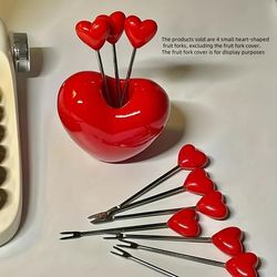 TEMU Stainless -shaped Fruit Forks - Valentine's Day Cakes, Wedding Favors, And Dessert Utensils - Ideal Christmas And Halloween Gifts!