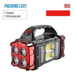 TEMU Rechargeable Led Searchlight, Portable Flashlight, Handheld Spotlight And Side Light, 4 Light Searchlight For Camping, Fishing, Work And Emergencies
