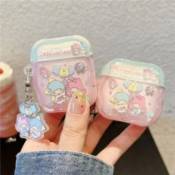 Custodia per auricolari Cute Little Twin Stars per Airpods Pro 1 2 3 4 Kiki Lala Auricolari Bluetooth protettivi per Air Pro2 2nd Cover