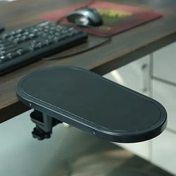 TEMU Ergonomic Adjustable Rotating Computer Armrest Bracket - Foldable Wrist & Elbow Support Pad With Leather-like Surface For Home Office Desk Chair Accessories
