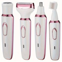 TEMU 4-in-1 Women's Electric Epilator Set - Usb Rechargeable, Multi-tool For Brows, Nose, Face, Legs - Portable, Gentle, Ideal Gift For Day, Day Gift|modern Aesthetic|durable Construction