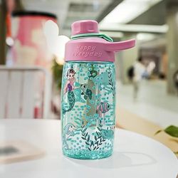 TEMU 1pc, . 500ml/17oz Cartoon Plastic Water Bottle With Lid, Handle, Multiple Colors , Suitable For Outdoor Travel, Holiday Gifts, Etc