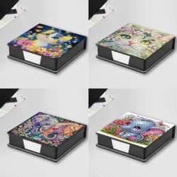 1 DIY animal diamond-painted note paper storage box, crystal rhinestone note holder organizer's home office desk accessory