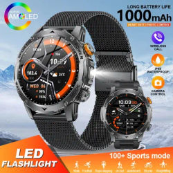 LIGE 1000mah longue veille montre intelligente homme avec écran AMOLED lampe de poche LED sport IP68 étanche Bluetooth appel Smartwatch hommes