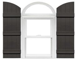 Mid America Board and Batten Joined Arch Top Vinyl Shutters (1 Pair) 14 x 73 018 Tuxedo Grey