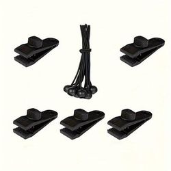 TEMU 10pcs/20pcs Fixing Clips With Elastic Rope, Camping Tent Clips For Sunshade Cloth Fixing Suitable For Multiple Occasions