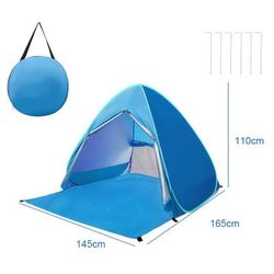 TEMU Portable Outdoor Camping Beach Tent, Quick Setup, Round, Zipper Closure, Polyester Blend, Alloy Frame, Solid Color, For 3-4 People,