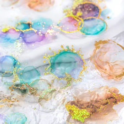 15 Sheets/bag PET Smudge Hot Stamping Sticker Pack Handbook Material Cut Film Sticker Pack For Note Book Phone Case Decoration