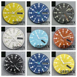 Gramock-Cadran Mat Vert Lumineux avec Numéros Blancs, Convient au Mouvement NH35, NH36, Accessoires Mod Montre, Doubet Jour, Date Fenêtres, 29mm