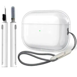 Étui pour écouteurs 3 en 1 en TPU souple transparent avec sangle et Kit de nettoyage pour Airpods Pro 2 2e génération Air Pods 4 3 1 3ème 2024 génération