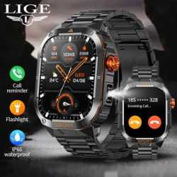 LIGE militaire 2.01 pouces montre intelligente hommes IP67 Bluetooth appel Sports de plein air Fitness piste lumière LED Smartwatch pour Android IOS