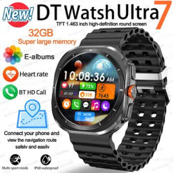 2025 nouveau DT Ultra 7 SmartWatch hommes 32GB mémoire GPS + IP68 étanche AMOLED HD saphir écran Bluetooth appel 1.463 pouces SmartWatch