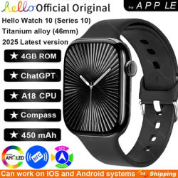2025 Nuovo Per Apple Hello Orologio 10 46mm HD AMOLED 4G ROM GPS GPT NFC Bussola Orologio Chiamata Bluetooth Smartwatch Serie 10 Uomini Donne