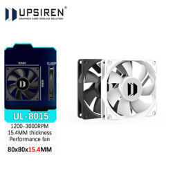 UPSIREN UL-8015 8cm Ultra-thin Fan Hydraulic Bearing 80mm Chassis Fan 4pin PWM 3000 RPM Case Fans Black/White 80x80x15.4mm