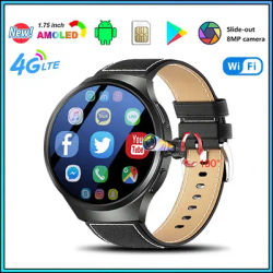 4G LTE Android Dual Systems Smartwatch AMOLED Screen GPS Video Voice WiFi Call Messaging HD Cameras Sim Card Men's Smart Watch