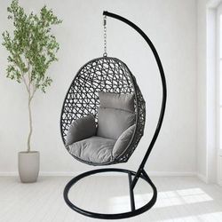 TEMU Grey Rattan Egg Chair W/cushion