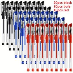 TEMU 50pcs/set Gel Pens Set, Medium Point 0.5mm Ballpoint Pen For Sign And Write, Black, Blue, Red Gel Ink, Ideal For Students, School & Office Stationery, Age 14+